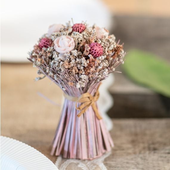 Bouquet de de rose peche, fleurs mariage pas cher - Badaboum