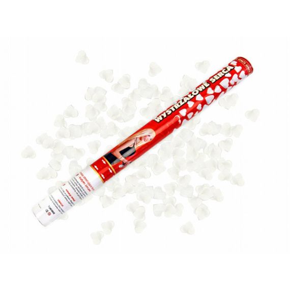 Grand Canon Confettis Coeurs Blancs Biodégradables 60cm