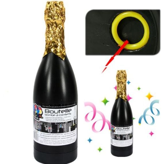 CANON A CONFETTIS MULTICOLORES BOUTEILLE DE CHAMPAGNE