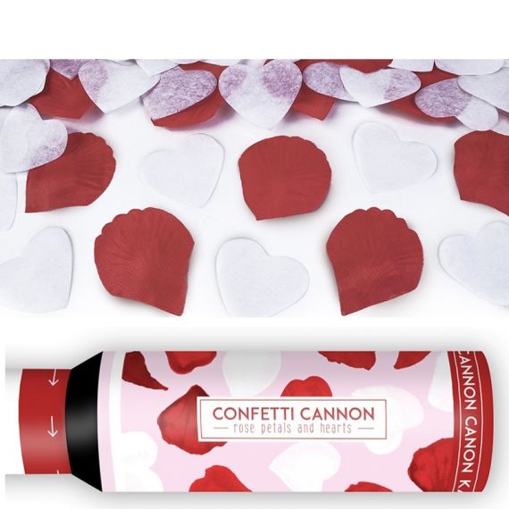 Canon à confettis coeur blanc