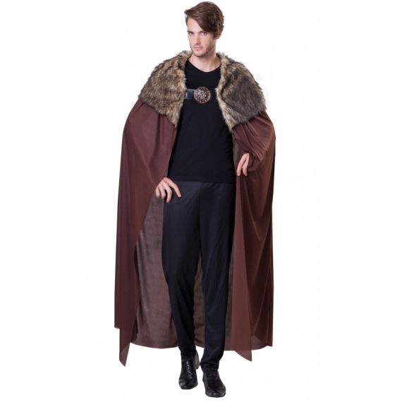 Cape Médiévale Homme - Col Fausse Fourrure - Cuir Synthétique - Pour Cosplay, Halloween, Fêtes
