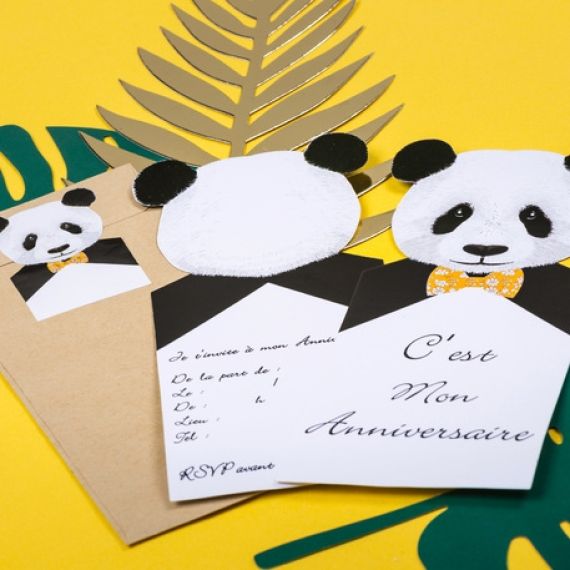 Cartes D'Invitation Panda, menu mariage - Badaboum