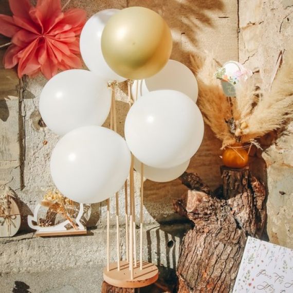 Centre de Table support ballon 7 tiges en bois, déco mariage