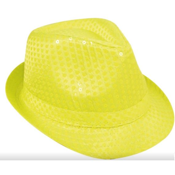 CHAPEAU CAPONE FLUO AVEC RUBAN NOIR : décoration et accessoires