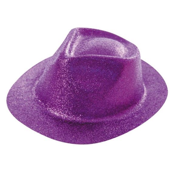 Chapeau Borsalino Paillette Violet, déguisements pas chers - Badaboum