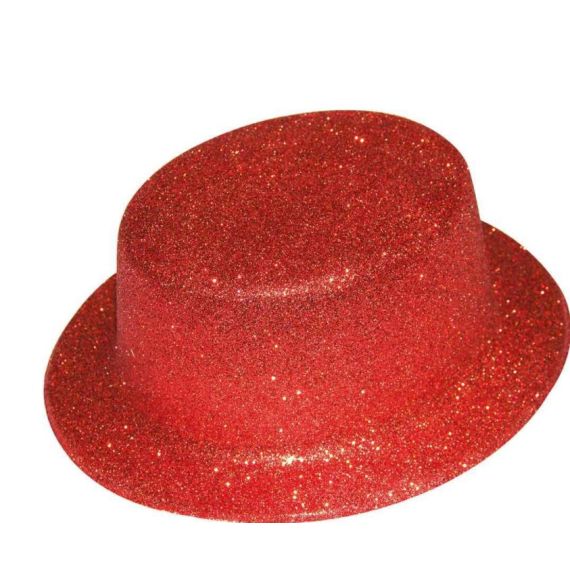 Chapeau melon paillettes rouge/Déguisements/Articles de fête