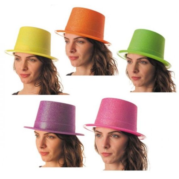 Chapeau Haut de Forme Multicolore Fluo - deguisement pas cher - Badaboum