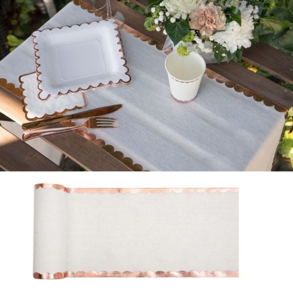 Chemin de table anniversaire rose gold métallique REF/6646