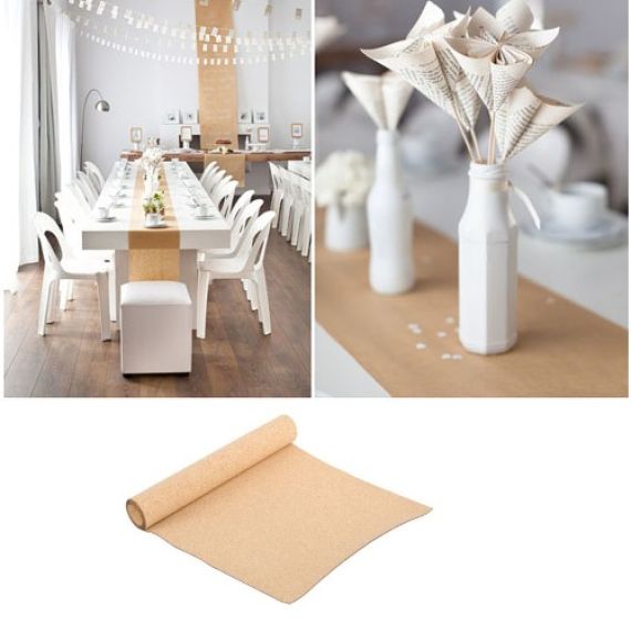 Chemin de table mariage kraft, decoration mariage - Badaboum