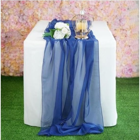 Chemin de table mousseline de soie Blanc - Deco Mariage