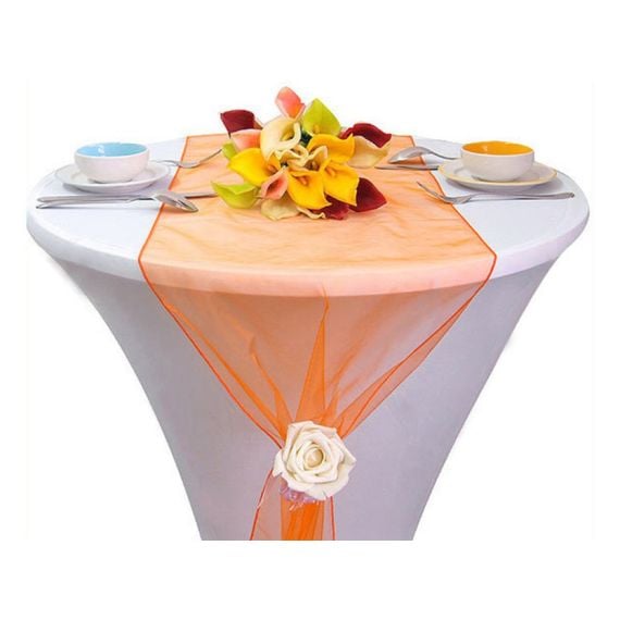 Chemin de table organza Orange, decoration mariage - Badaboum