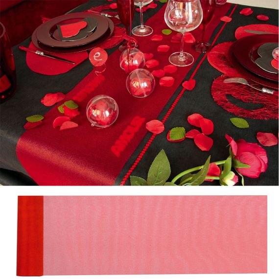 Chemin de table organza Rouge 36cm x 9m, chemin de table pas cher