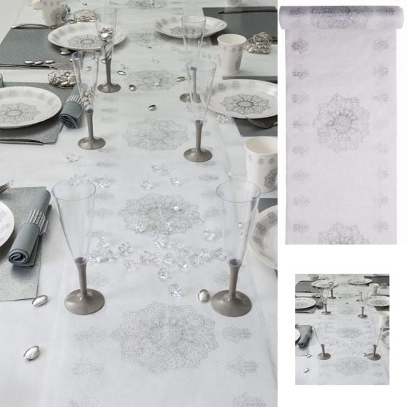 Chemin de table Oriental Argent, Chemin de table mariage pas cher