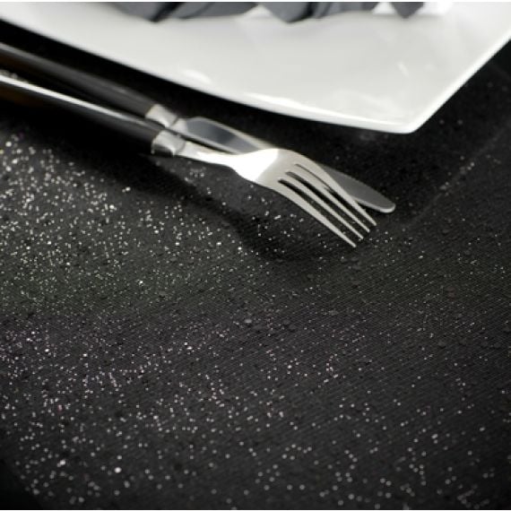 Chemin de Table Organza Noir Paillettes Argent