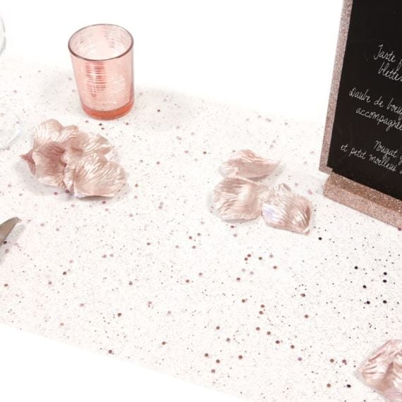 chemin de table en satin ROSE POUDRE 