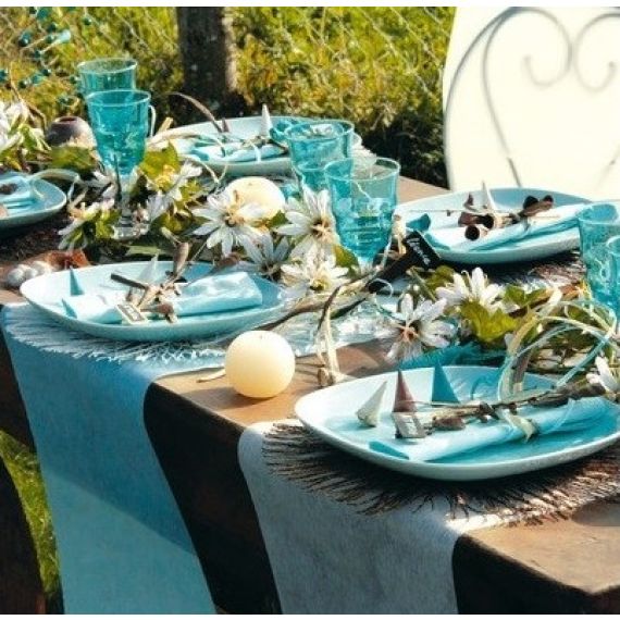 Chemin de table pailleté Bleu marine, decoration mariage - Badaboum