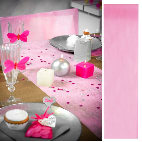 Chemin de table pas cher intissé rose 30cm, deco table - Badaboum