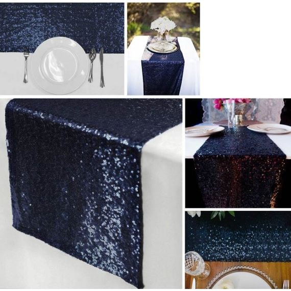 Chemin de table sequin argent