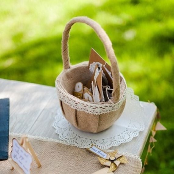 Grand Panier Osier Blanc Mariage