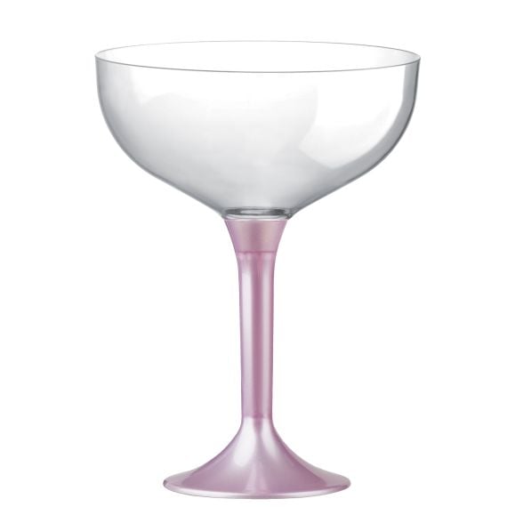 Coupe champagne en plastique avec pied Rose, vaisselle jetable pas cher