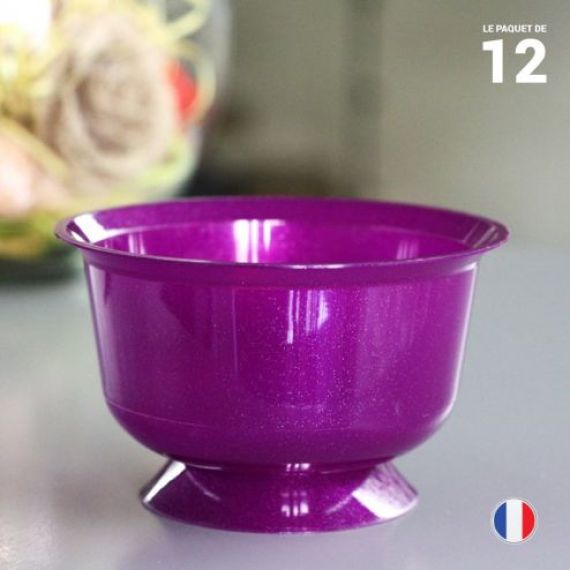 Grande verrine en plastique argenté et coupe dessert jetable pour