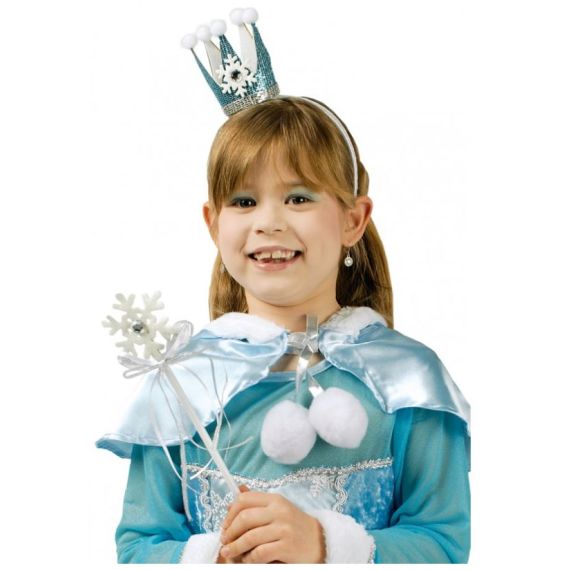 Couronne Princesse des Neiges Bleu Clair avec Baguette - accessoire pour  deguisement pas cher - Badaboum