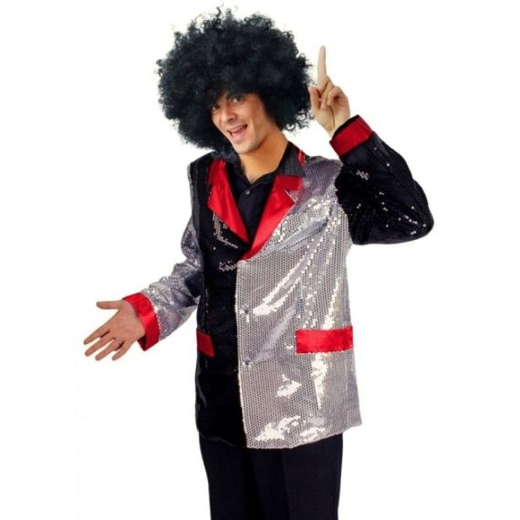 Déguisement Homme Veste Disco Paillettes Sequin Tricolore Taille