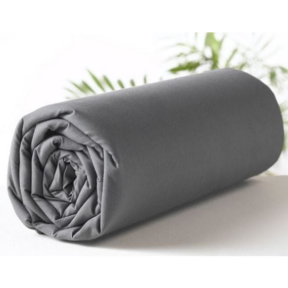 DRAP HOUSSE TODAY 140X190 EN PERCALE GRIS ANTHRACITE - BADABOUM