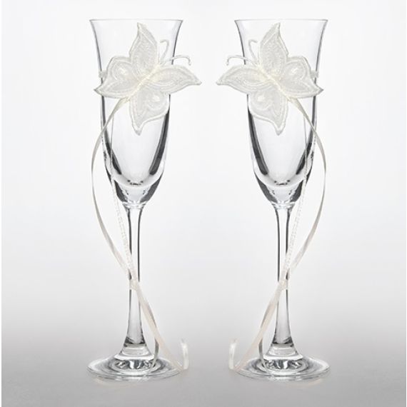 Flute a champagne mariage Papillon, deco mariage pas cher - Badaboum