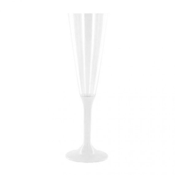 Flûte à champagne plastique pied couleur Blanc, vaisselle jetable
