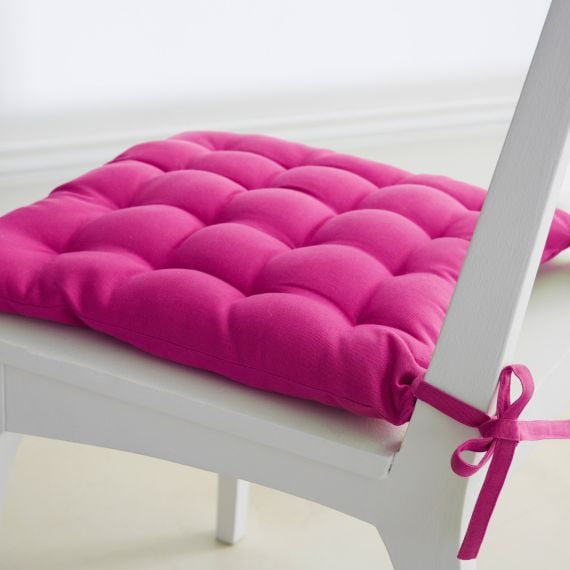 Galette de chaise matelassée pas cher Fuchsia forme carrée 40x40 - Badaboum