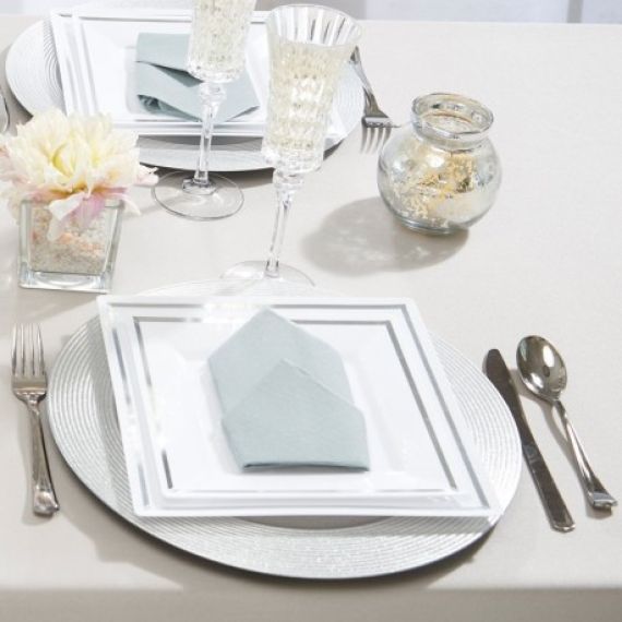 Assiette Plastique Ronde Argent 24cm