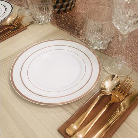 10 grandes assiettes ajourées rose gold rigides et réutilisables