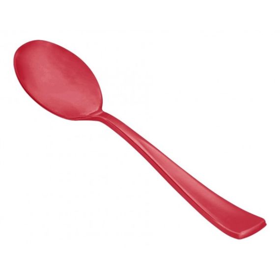 Cuillère PLASTIQUE ROUGE 19cm, couvert jetable pas cher - Badaboum