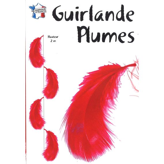 Grande guirlande de plume Rouge verticale pas cher - Badaboum