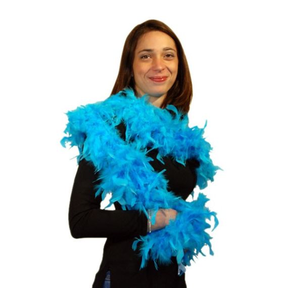 Boa plumes Bleu Turquoise 2 mètres, guirlande plume mariage - Badaboum