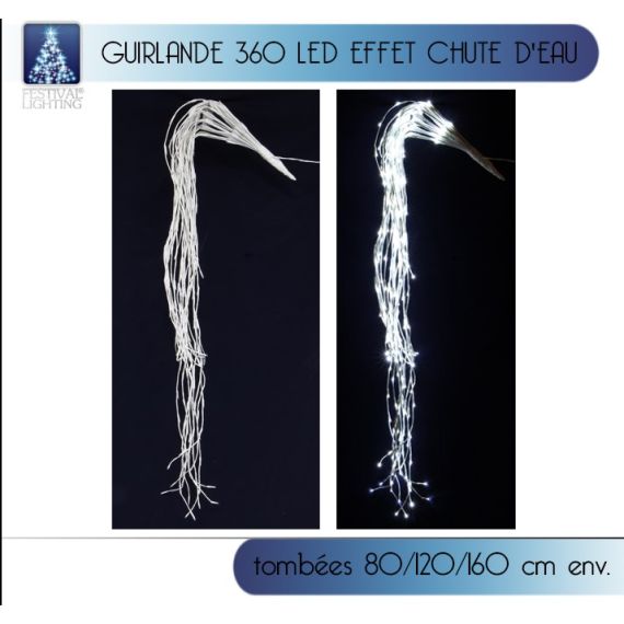 Guirlande lumineuse stalactite exterieur 360 LED Blanc - Badaboum