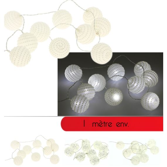 Guirlande Lumineuse Boules Coton Blanc