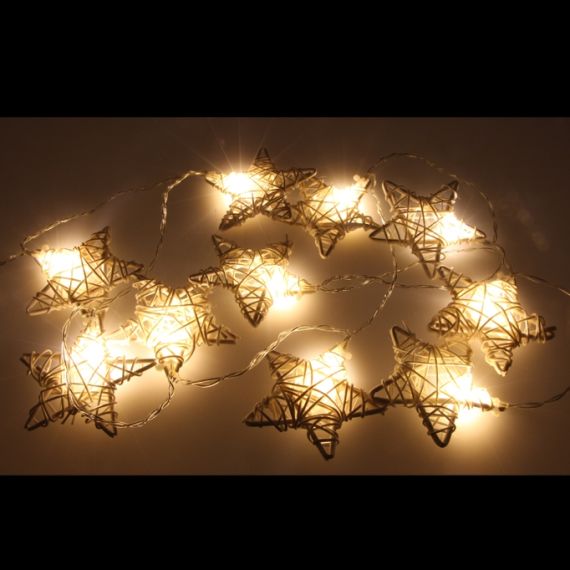 Guirlande lumineuse a pile tissée forme étoile, decoration de noel