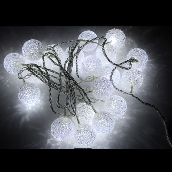 Guirlande lumineuse Boule 20LED Blanc, deco noel pas cher - Badaboum