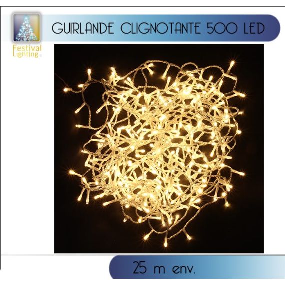 Guirlande lumineuse clignotante 500 LED Blanc chaud, decoration