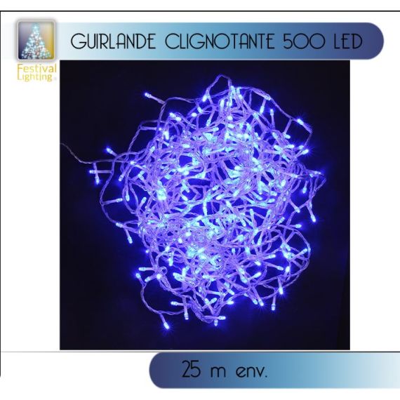 Guirlande lumineuse clignotante 500 LED Bleu, decoration noel - Badaboum