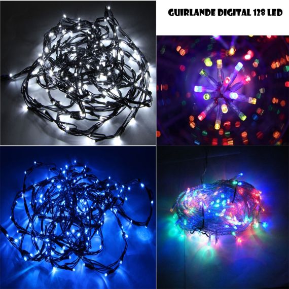 Guirlande lumineuse de Noel Digital 128 LEDS, deco Noel Extérieur