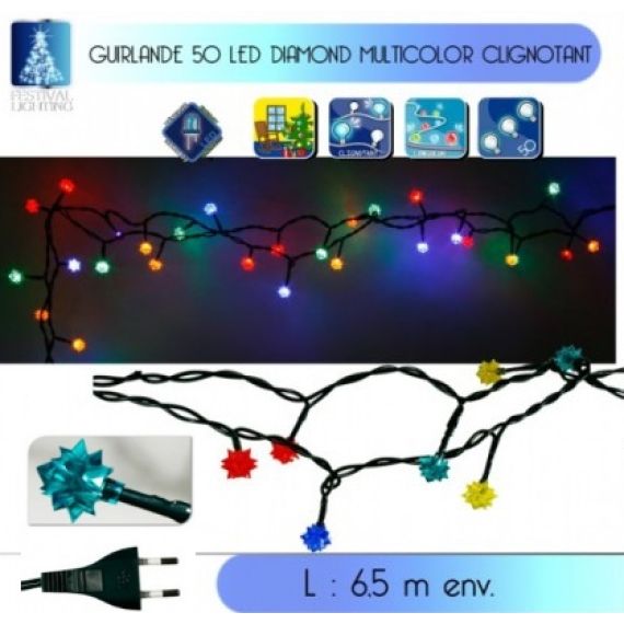 Guirlande lumineuse clignotante 500 LED Multicolore, decoration noel -  Badaboum