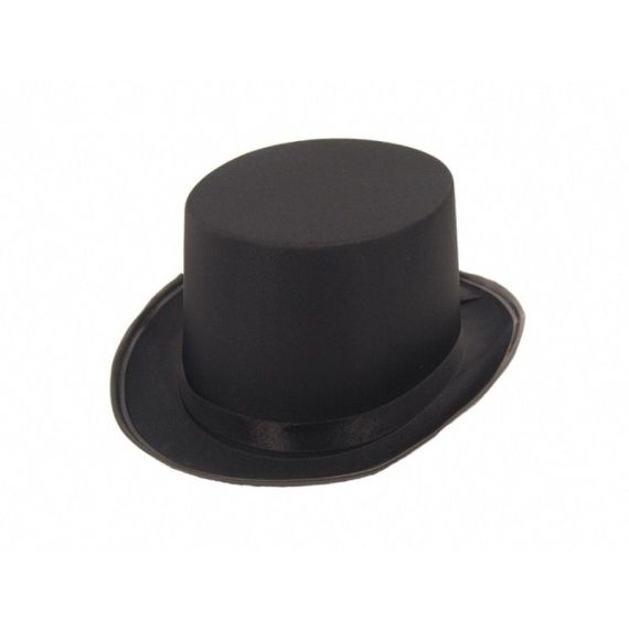 Chapeau Haut de Forme Satiné Noir 20 cm - deguisement adulte pas cher -  Badaboum