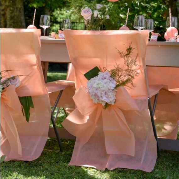 Housse de chaise mariage Corail, housses de chaises intissé - Badaboum