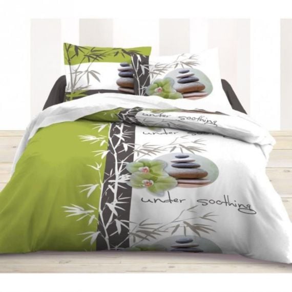 Housse de couette pas cher 220x240 Zen Nature, linge de maison - Badaboum