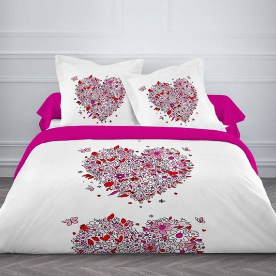 Housse de couette 220x240 pas cher Love Flowers - Badaboum