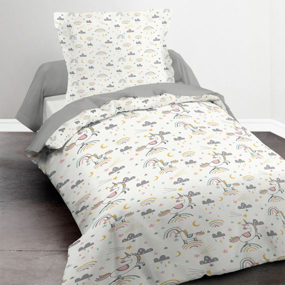 Housse de couette Enfant 1 Personne Licorne, Linge de maison - Badaboum