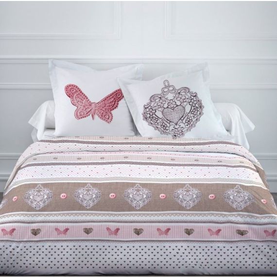 Housse de couette 140 x 200 unie rose pétale 100% Coton / 57 Fils/cm²